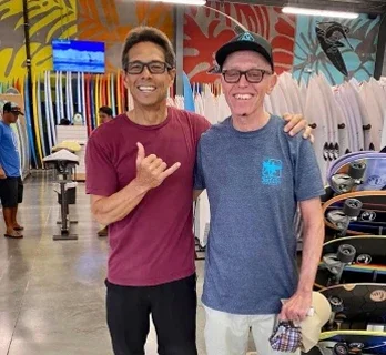 Staff inside the Surfboard Factory Hawaii showroom